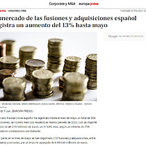 El mercado de las fusiones y adquisiciones espaol registra un aumento del 13% hasta mayo